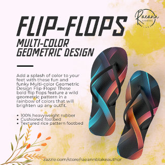 Multi-colour Geometric Design Flip Flops