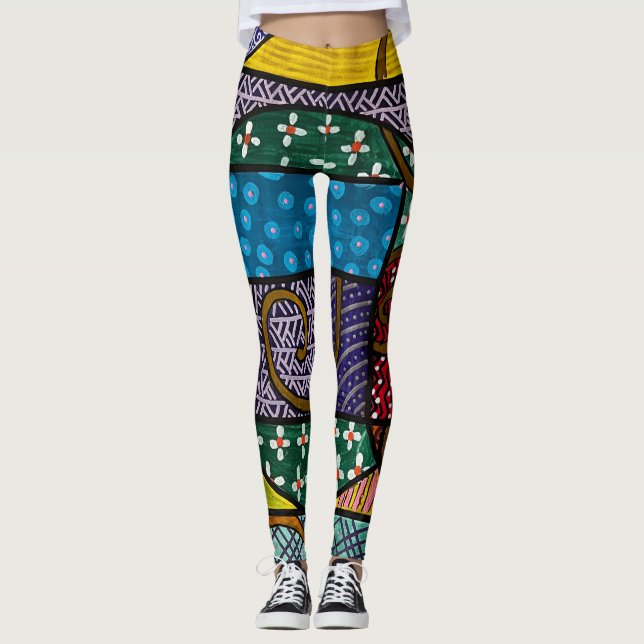 Multi-colour geometric Leggings by Laurie (Front)