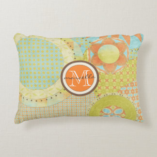 Multi Colour Geometric Shapes Bright Monogram Decorative Cushion