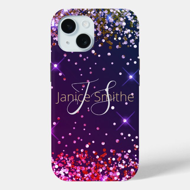 Multi Colour Glitter Monogram Case-Mate iPhone Case (Back)