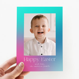 Multi-Colour Gradient Easter Photo Holiday Card