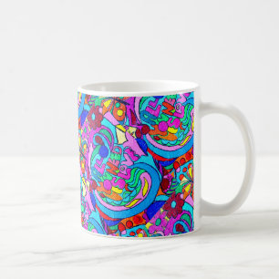 multi-colour groovy hippie style love coffee mug