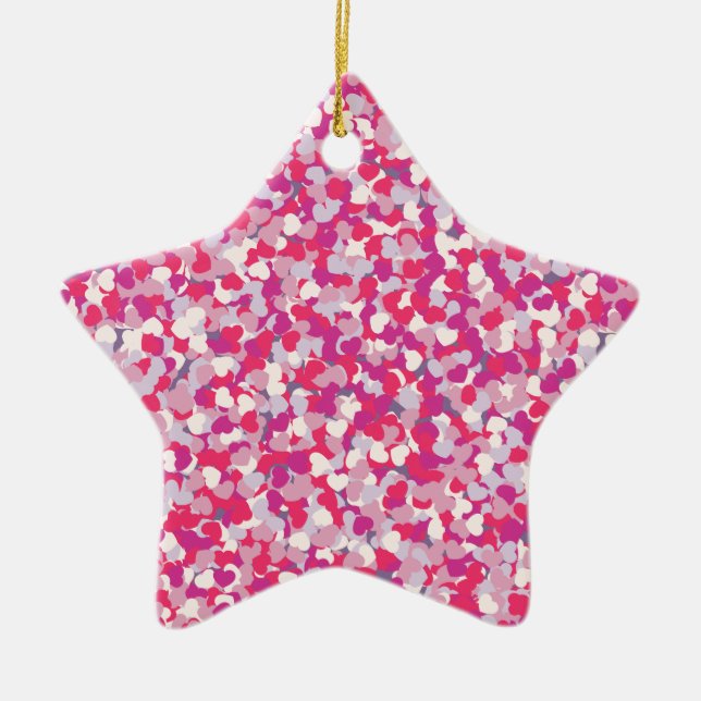 multi Colour Heart Confetti2 Ceramic Ornament (Front)