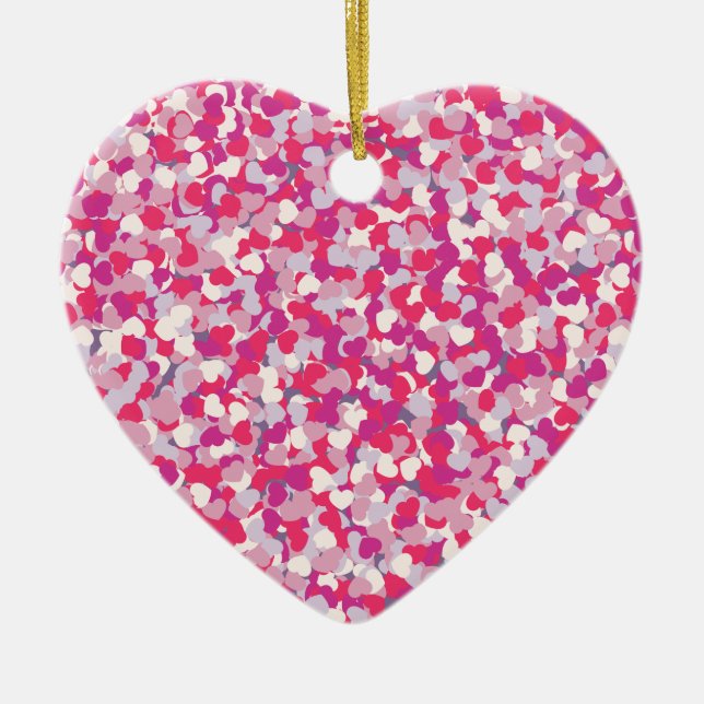 multi Colour Heart Confetti2 Ceramic Tree Decoration (Front)