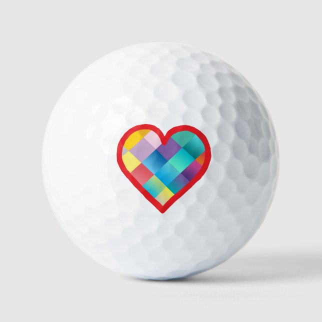 Multi Colour Heart Design Golf Balls (Front)