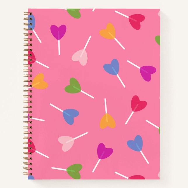 Multi-Colour Heart Lollipops Spiral Notebook  (Front)