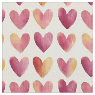 Multi Colour Hearts on Ivory  Fabric