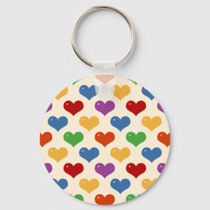 Multi Colour Hearts Pattern Key fobs