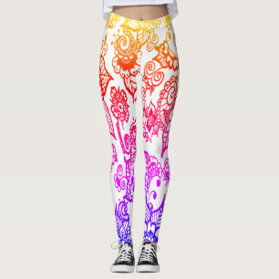 Multi-colour Henna Inspired Floral Leggings