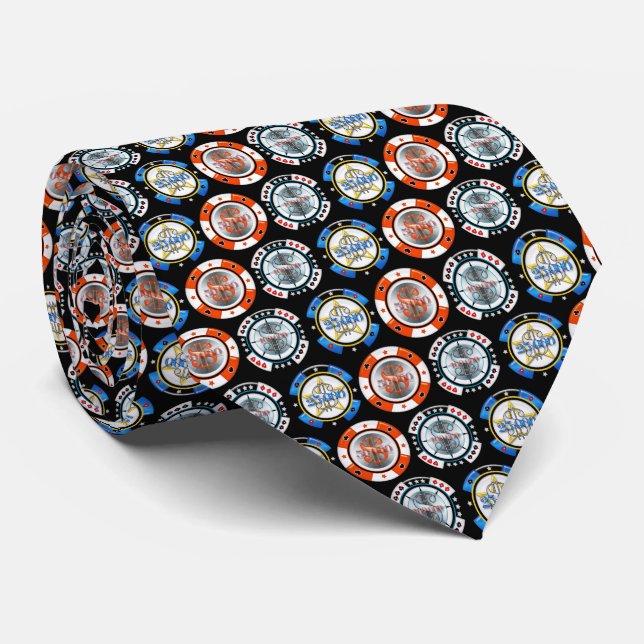 Multi Colour High Rollers Lucky Money Chip Tie (Rolled)
