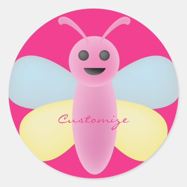 Multi-colour Kawaii Bee Thunder_Cove Classic Round Sticker (Front)