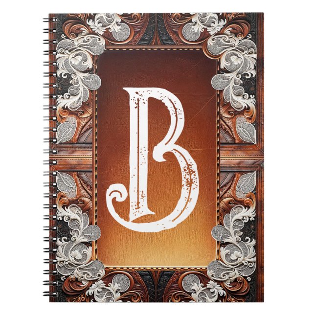 Multi Colour Leather &amp; Elegant Lace Rustic Wedding Notebook (Front)