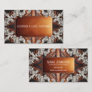 Multi Colour Leather & Lace Look Rustic Custom Business Card
