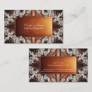 Multi Colour Leather Lace Look Rustic Photography  Business Card