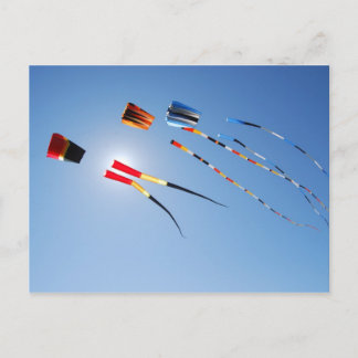 Multi Colour Long Tail Kites Postcard