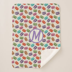 Multi-Colour Macaroon & Polkadot   Monogram Sherpa Blanket