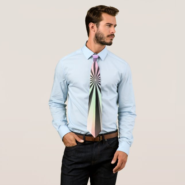 Multi-Colour Mixed Colourful Sunburst Print Patter Tie (In Situ)