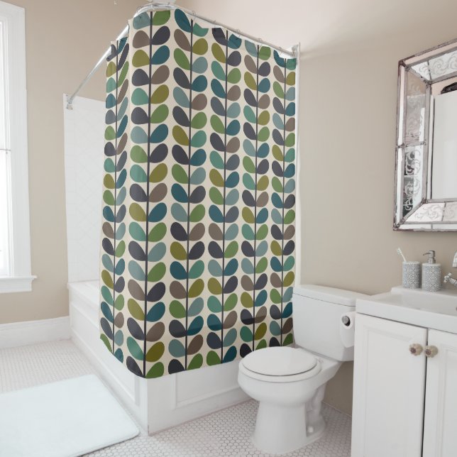 Multi-Colour Modern multi stem kingfischer Shower Curtain (In Situ)