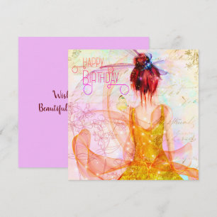 Multi Colour Mystical Girl Happy Birthday Card
