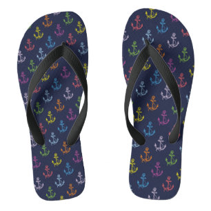 Multi-Colour Nautical Boat Anchors Pattern Thongs