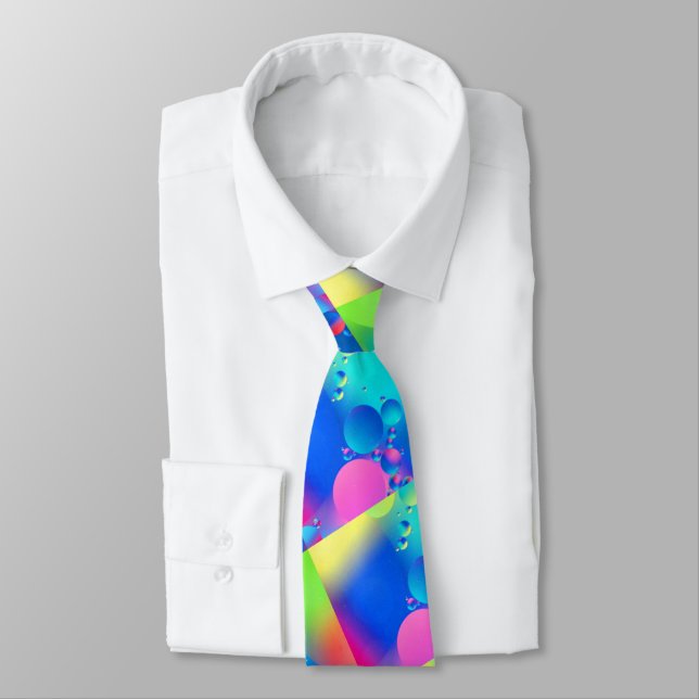 Multi Colour Neon Abstract With Bubbles Tie (Tied)