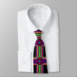 Multi Colour Neon Stripe And Diamond Necktie