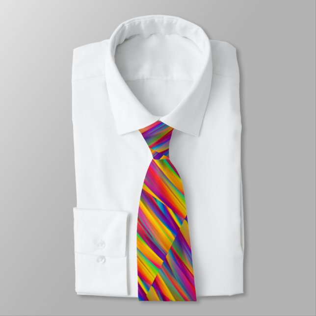 Multi Colour Neon  Stripe Blocks Necktie (Tied)