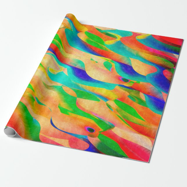 multi colour paint art abstract wallpaper backgrou wrapping paper (Unrolled)