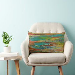 Multi Colour Painted Abstract Design Lumbar Cushion