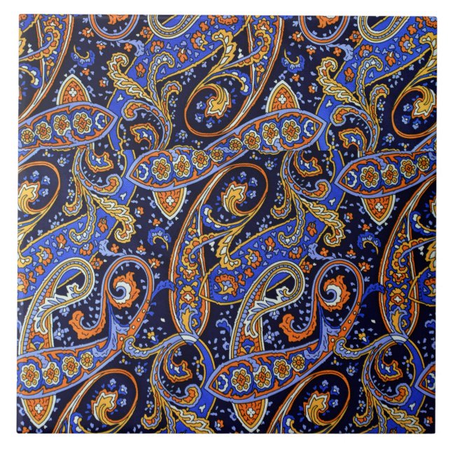 Multi-Colour Paisley Pattern Ceramic Tile (Front)