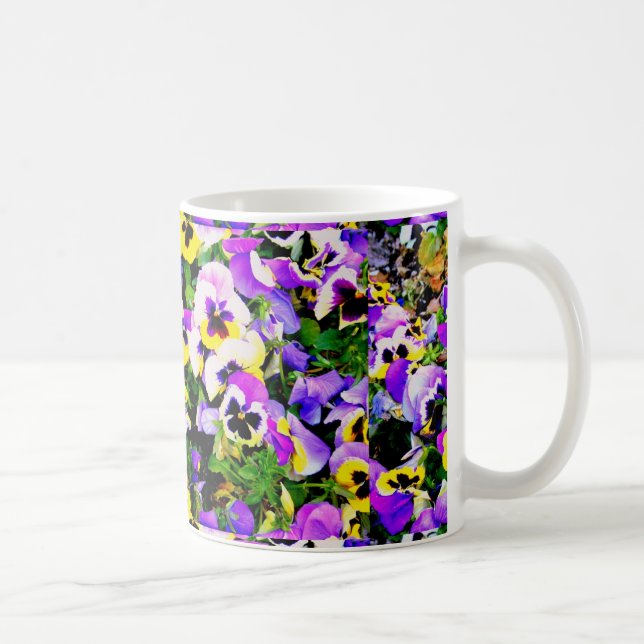 multi-colour pansy flowers coffee mug (Right)