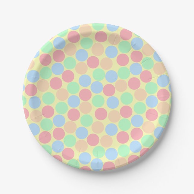 Multi-Colour Pastel Dots Pattern Paper Plate (Front)
