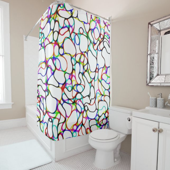 Multi-Colour Pattern Shower Curtain (In Situ)
