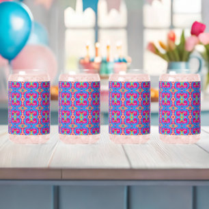 Multi Colour Patterns Tie-dye Vibe Can Glass