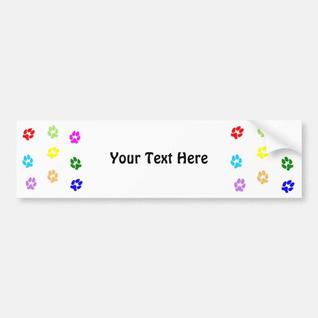 Multi-Colour Pawprints Bumper Sticker (Front)