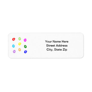 Multi-Colour Pawprints Return Address Label