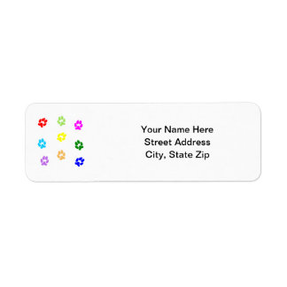 Multi-Colour Pawprints Return Address Label