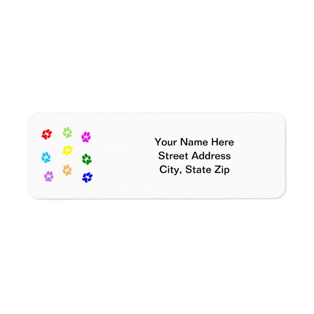 Multi-Colour Pawprints Return Address Label (Front)