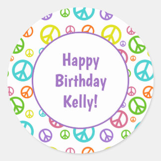 Multi Colour Peace Signs Classic Round Sticker