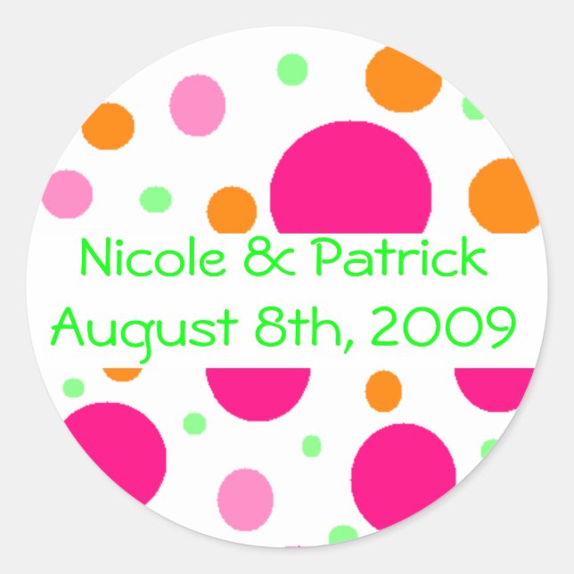 Multi Colour Polka Dot Classic Round Sticker (Front)