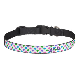 Multi Colour Polka Dots Personalised Dog Collar