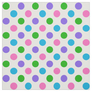 Multi-Colour Polka-Dots   Pink Purple Green Blue Fabric