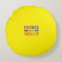Multi colour "Pounce into Partnership" word print