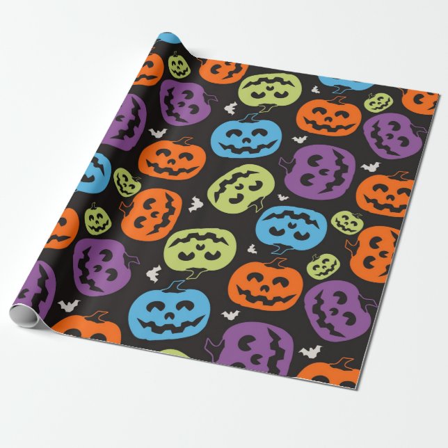 Multi Colour Pumpkin Pattern Wrapping Paper (Unrolled)