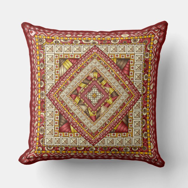 Multi-Colour Quilt Block Pattern Accent Cushion (Front)