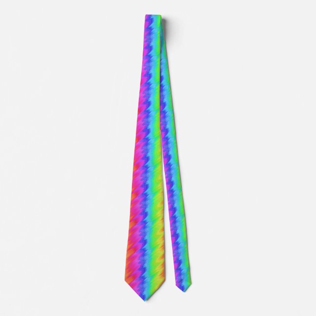 Multi-colour Rainbow Stripe Men's Tie (Front)