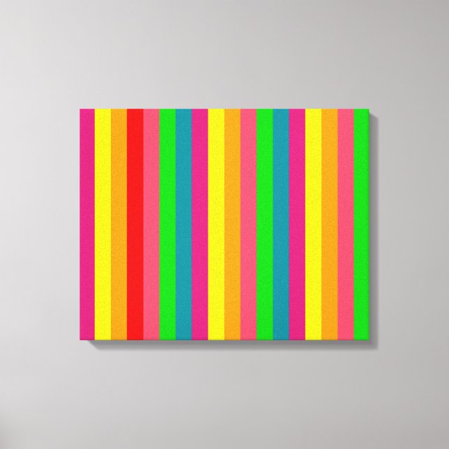Multi Colour Rainbow Vertical Stripes Pattern Canvas Print (Front)