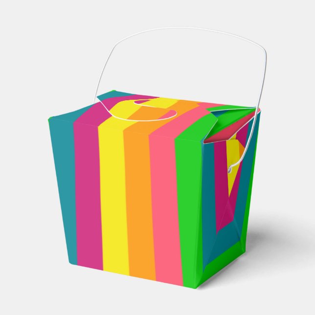Multi Colour Rainbow Vertical Stripes Pattern Favour Box (Front Side)