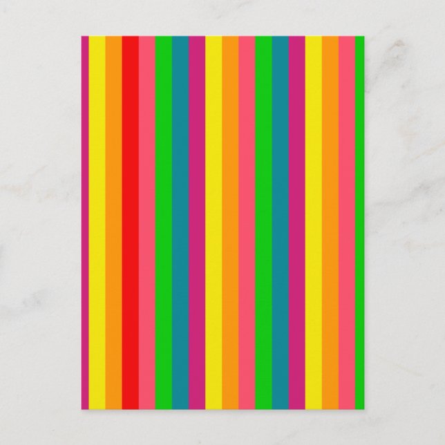 Multi Colour Rainbow Vertical Stripes Pattern Postcard (Front)
