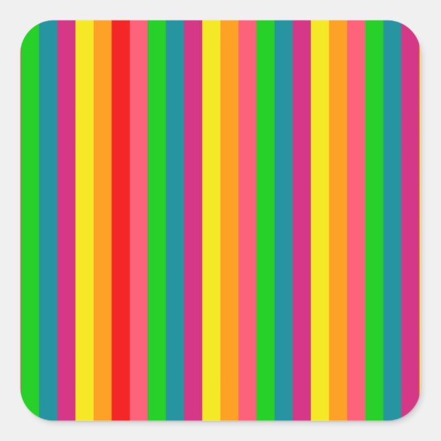 Multi Colour Rainbow Vertical Stripes Pattern Square Sticker (Front)